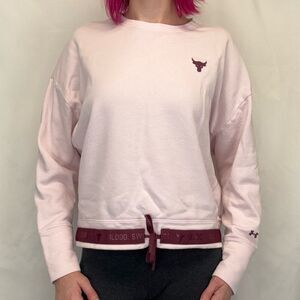 Under Armour Womens Charged Pullover Sweatshirt Pink Maroon L LG Large Tie Waist